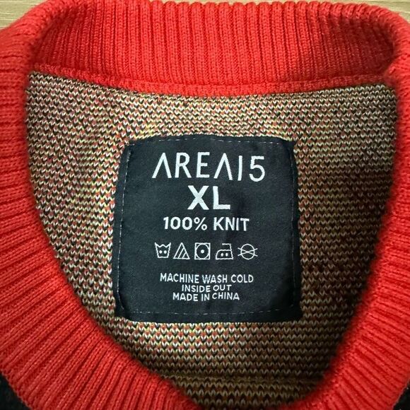 Area 15 Men's XL Alien Santa Ugly Christmas Sweater Green Red Spaceship Planets - Picture 3 of 4